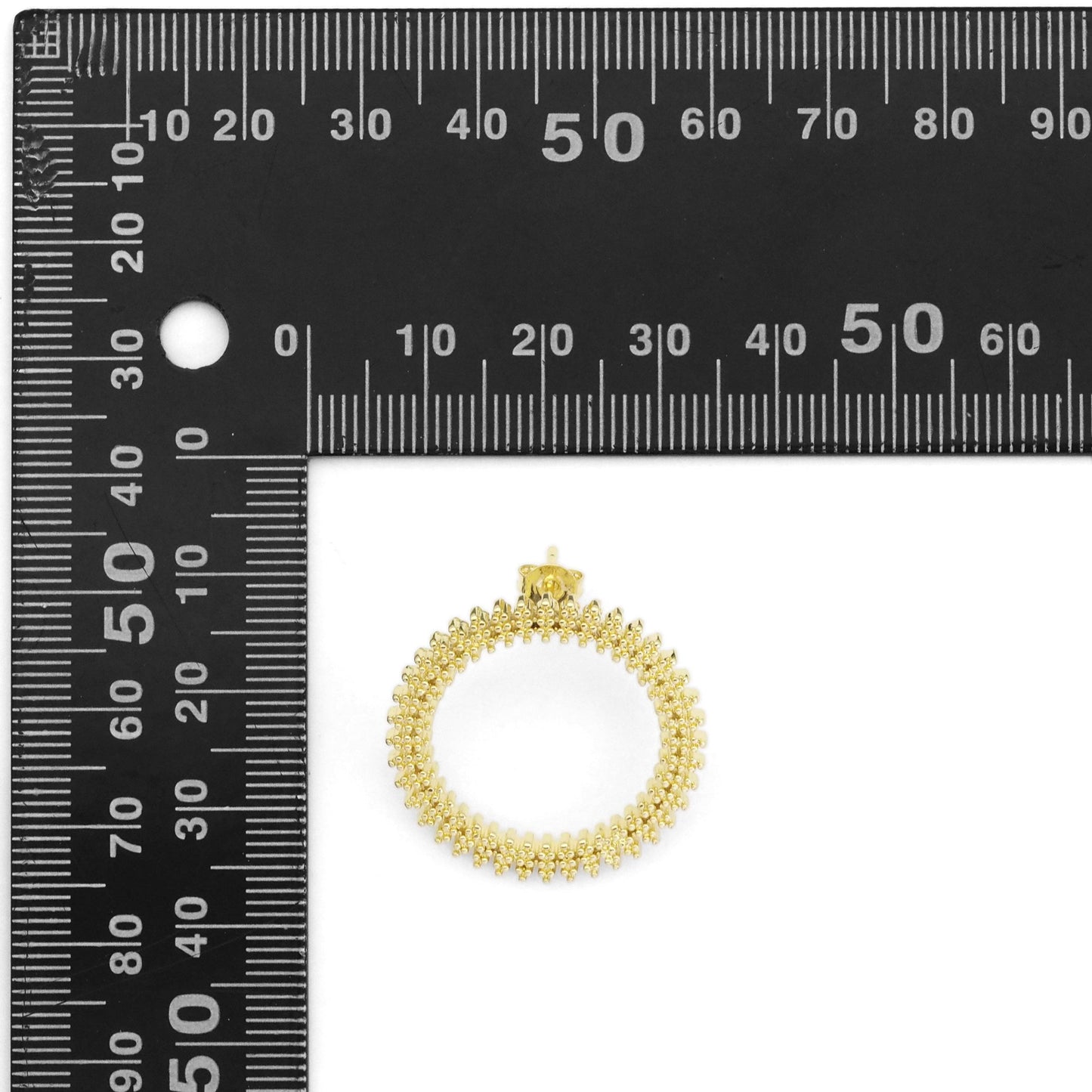 Gold Round Circle CZ Stud Earrings, Sku#LK846