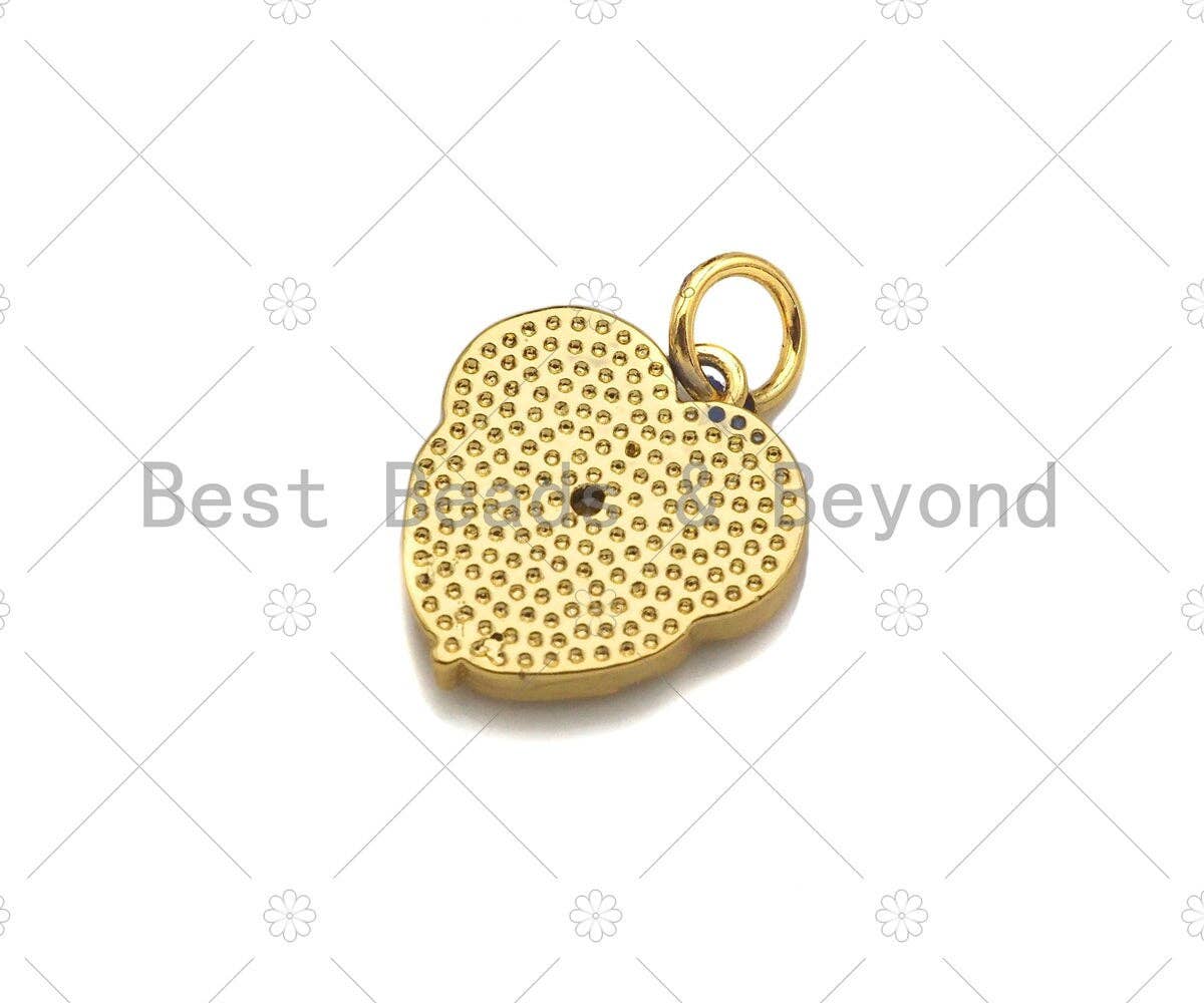 Gold Filled Flower on Heart Shape Pendant, Micro Pave CZ 18K Gold Filled Charm, Necklace Bracelet Charm Pendant,13x15mm,Sku#Z1354