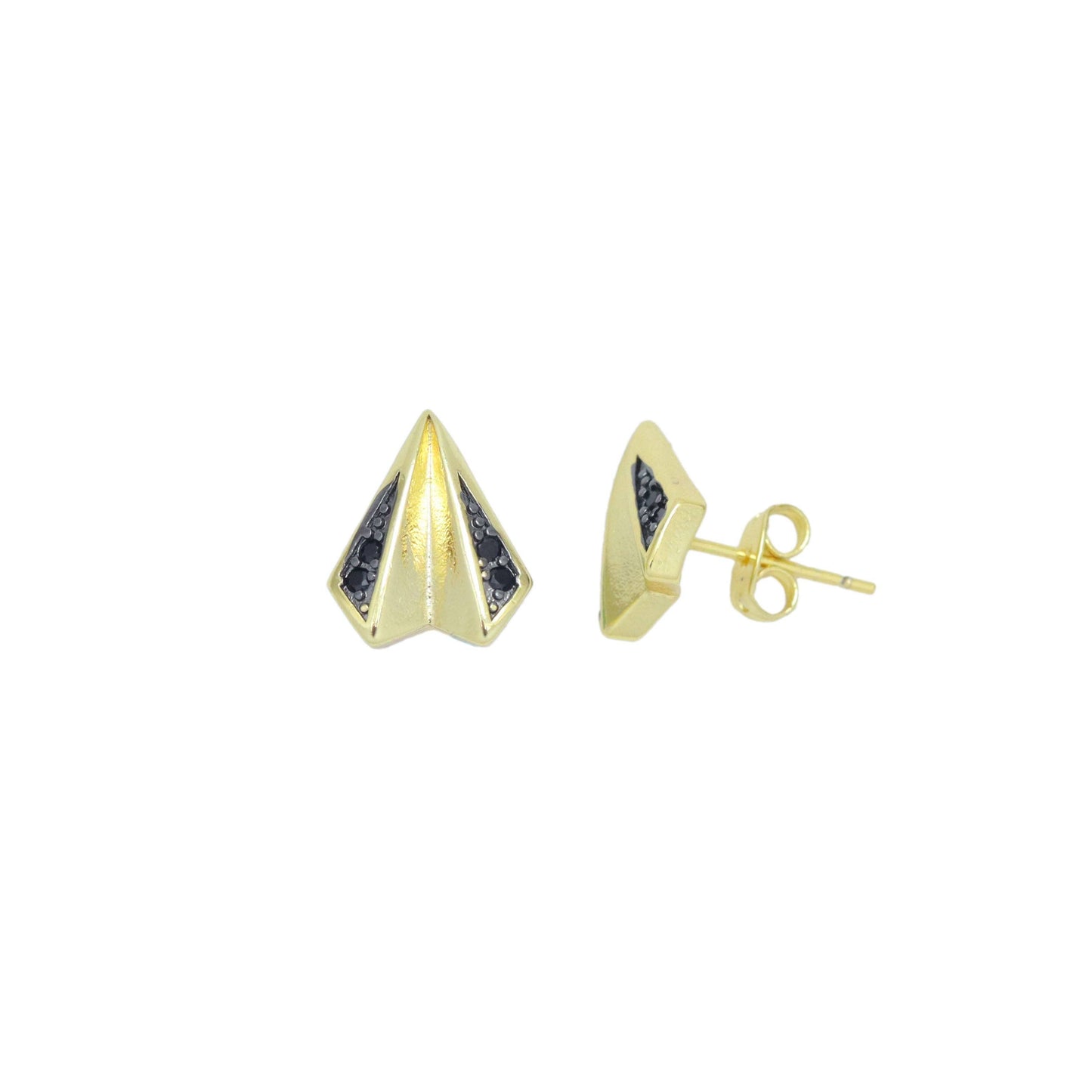 Black CZ Arrow Heart Stud Earrings, Sku#LK1012