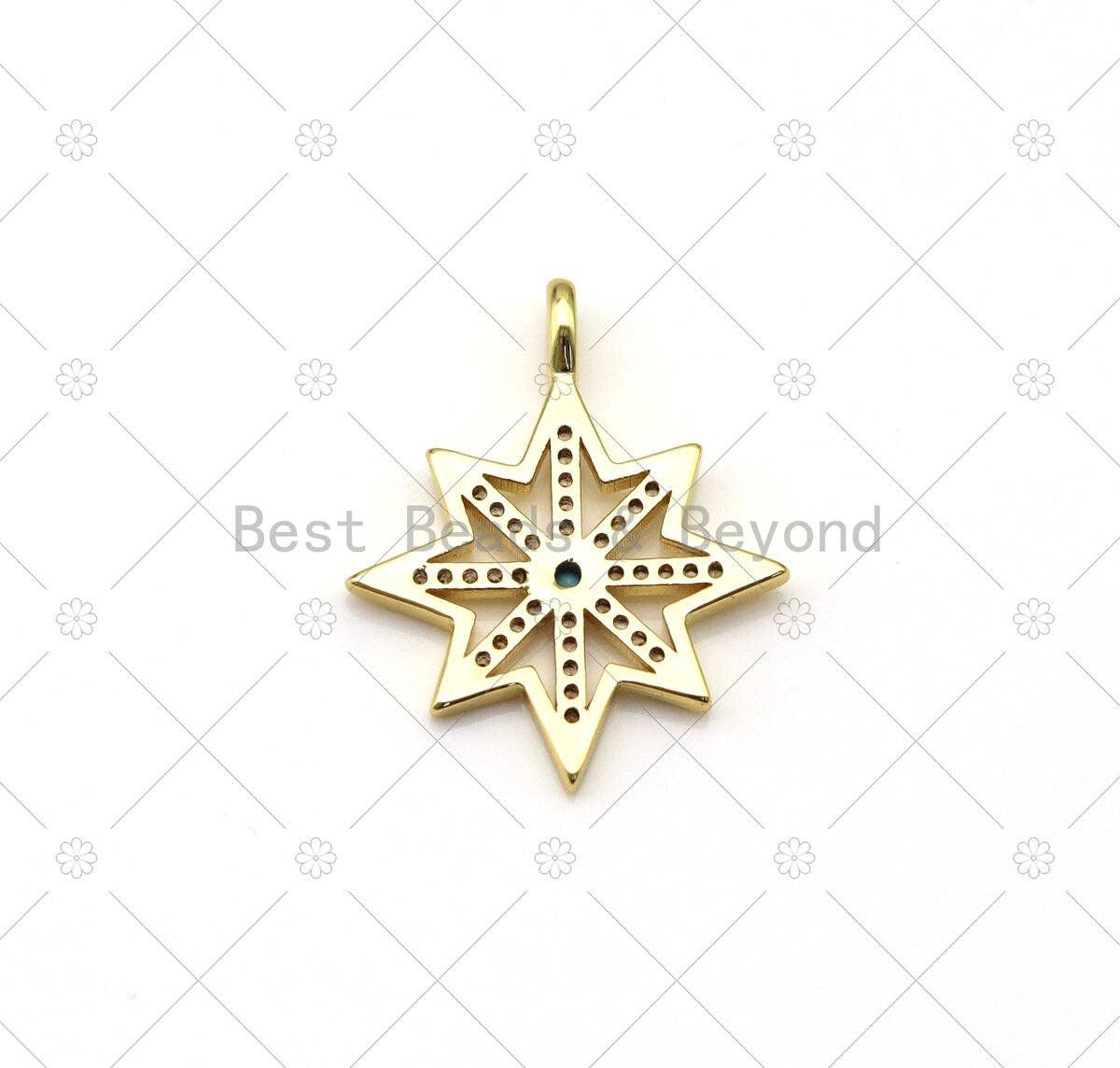 CZ Micro Pave North Star Shape Pendant, 18K Gold Filled Star Charm, Necklace Bracelet Charm Pendant, 25x21mm,Sku#LK496