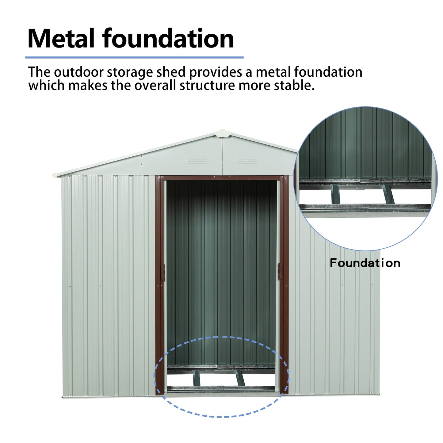 8ft x 4ft Outdoor Metal Storage Shed with Metal Foundation