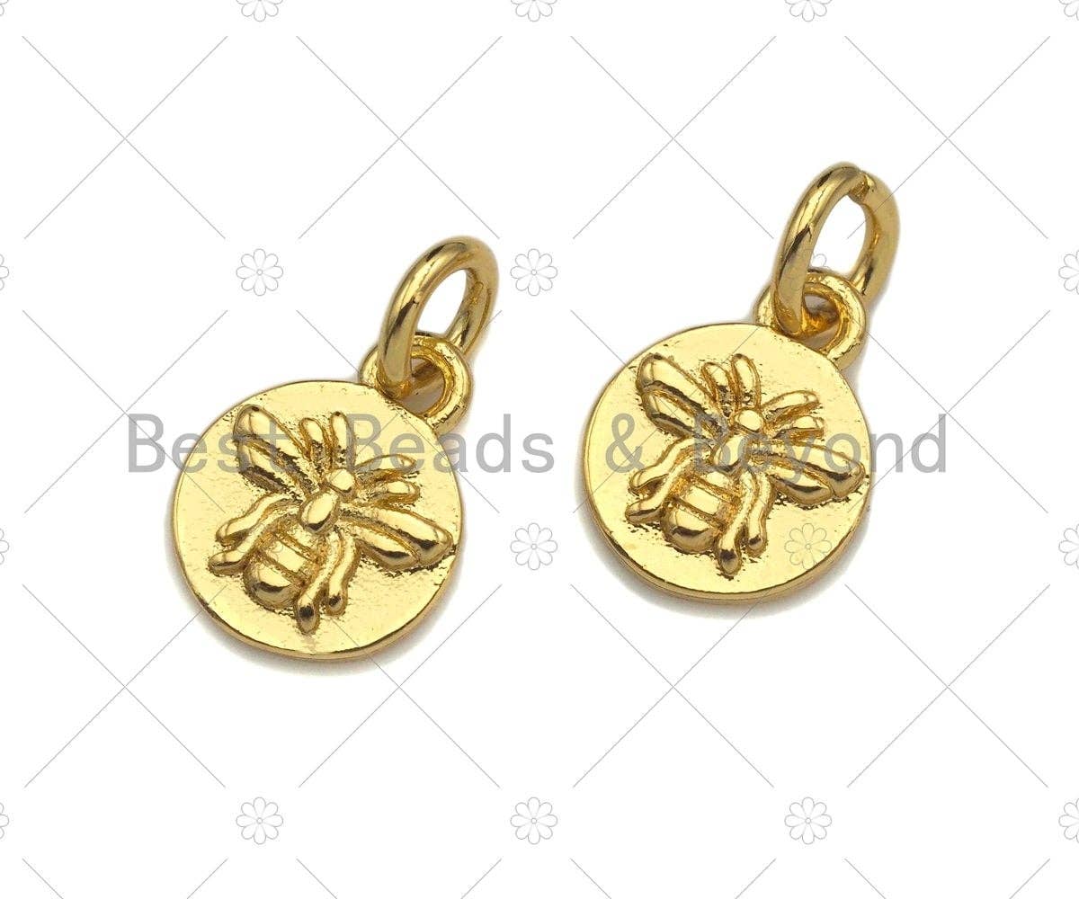 Gold Embossment Insect On Round Coin Charms, Dainty Charms,SKU#Z1162