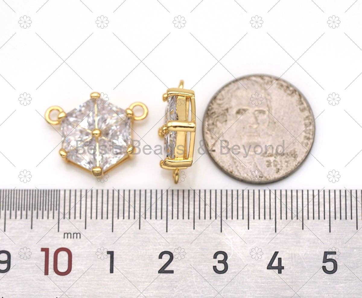 Big CZ Micro Pave Hexagon Pendant, Sku#LK569