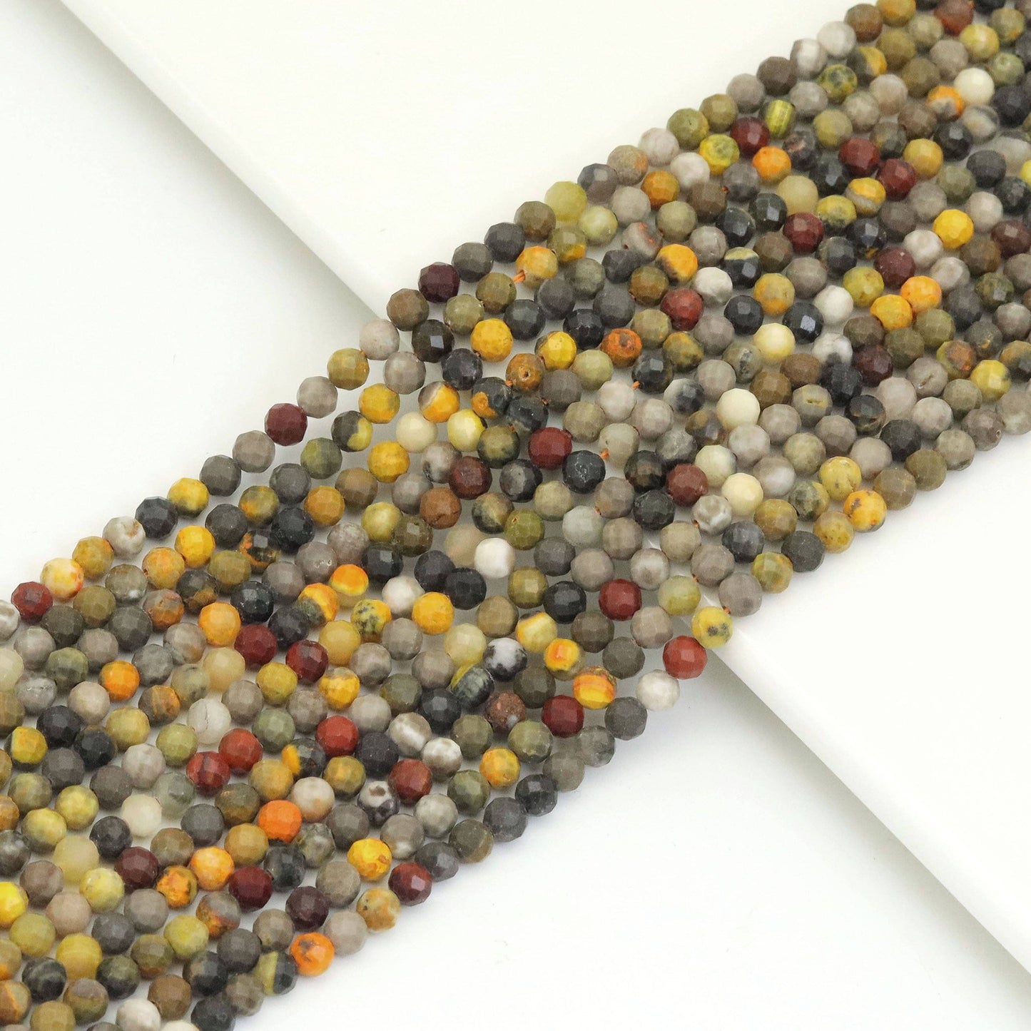 Genuine Bumblebee Jasper Round Faceted Beads, Sku#U1899