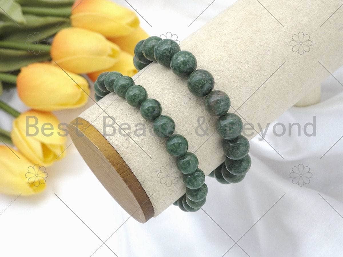 Natural Green African Jade Stretchy Bracelet