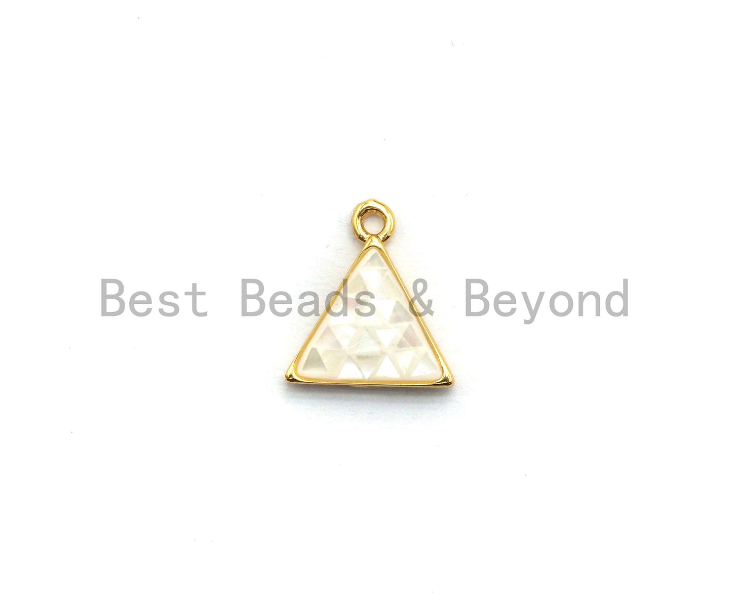 100% Natural White Color Shell Triangle Charm in Gold/Silver, White Shell Pearl Charm/Pendant, Shell Beads, 11x12mm,SKU#Z307