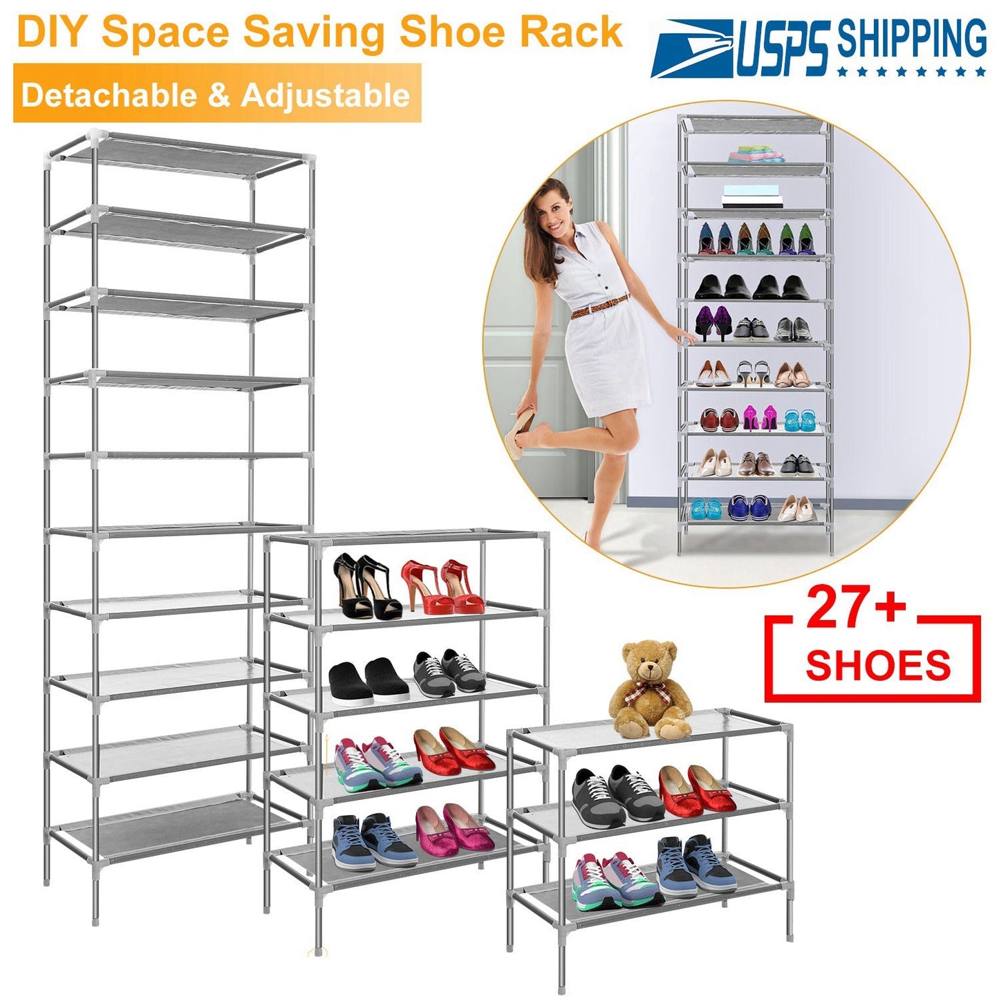 10-Tier Shoe Organizer Rack for Entryways & Closets