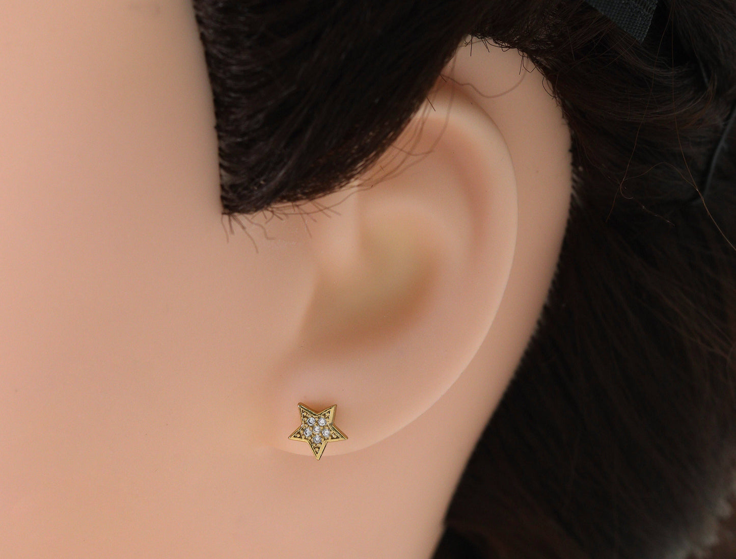 CZ Five Point Star Stud Earrings, Sku#FH199