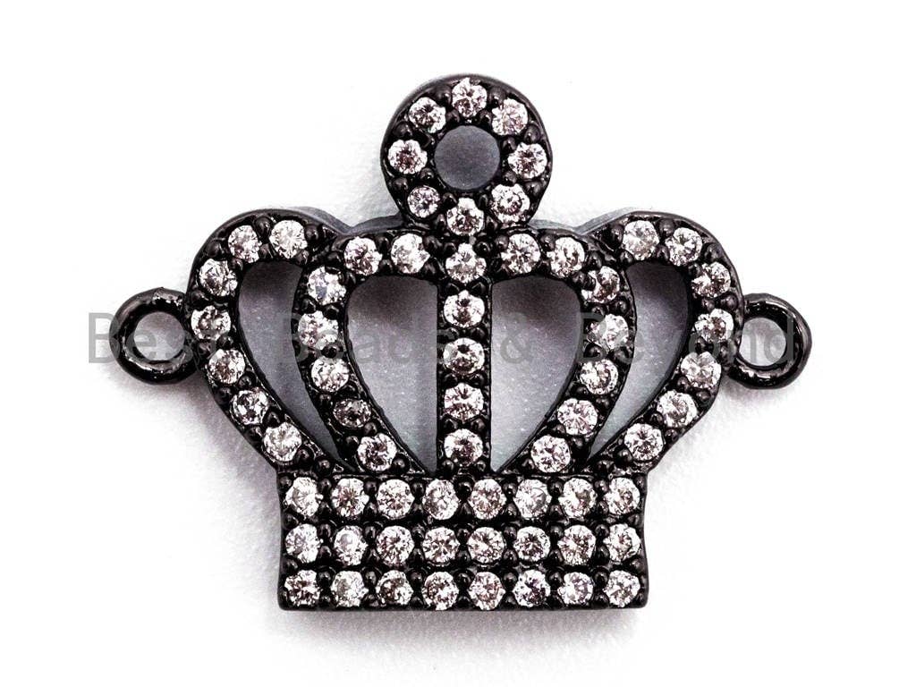 15x19mm CZ Micro Pave Crown Connector, Cubic Zirconia Space Connector, CZ Crown Beads, Micro pave crown findings, 15x19mm,sku#E353