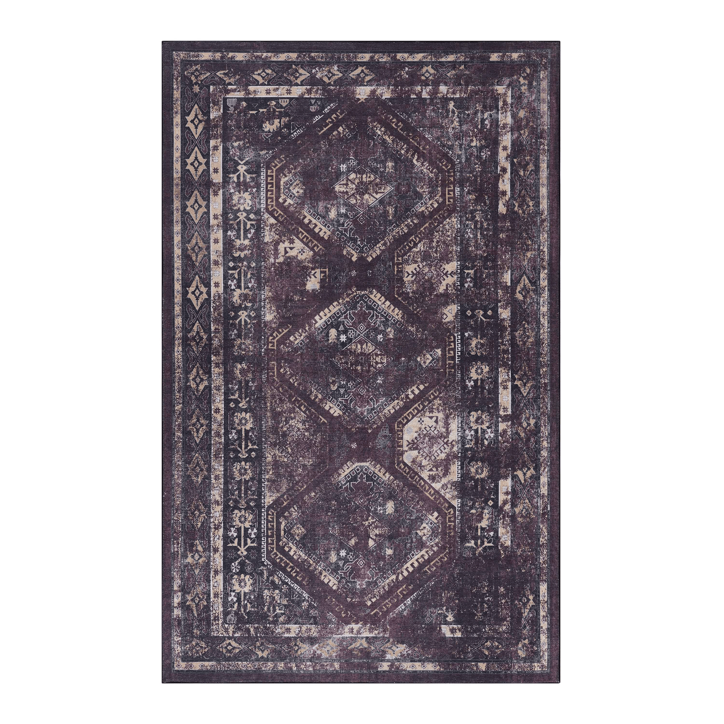 MAVAL Burgundy Washable Rug 9x12 Area Rug