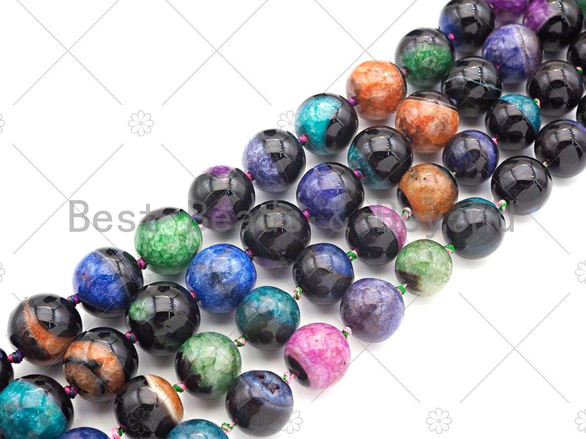 High Quality Natural Multicolor Druzy Agate Beads, 18mm/20mm Round Smooth Agate,15.5'' Full Strand,Sku#YK08