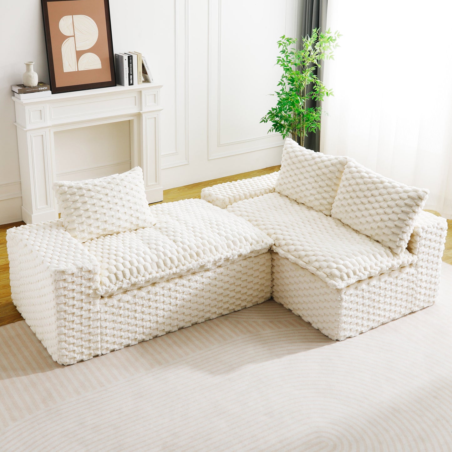 White Turtle Velvet Versatile Sofa