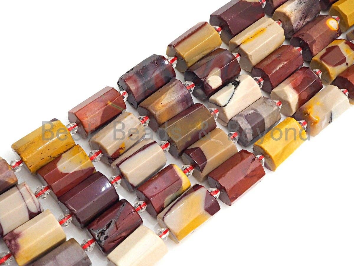 High Quality Natural Mookaite Cylinder Facted Beads, Natural Mookaite beads, 12x18mm, sku#U667