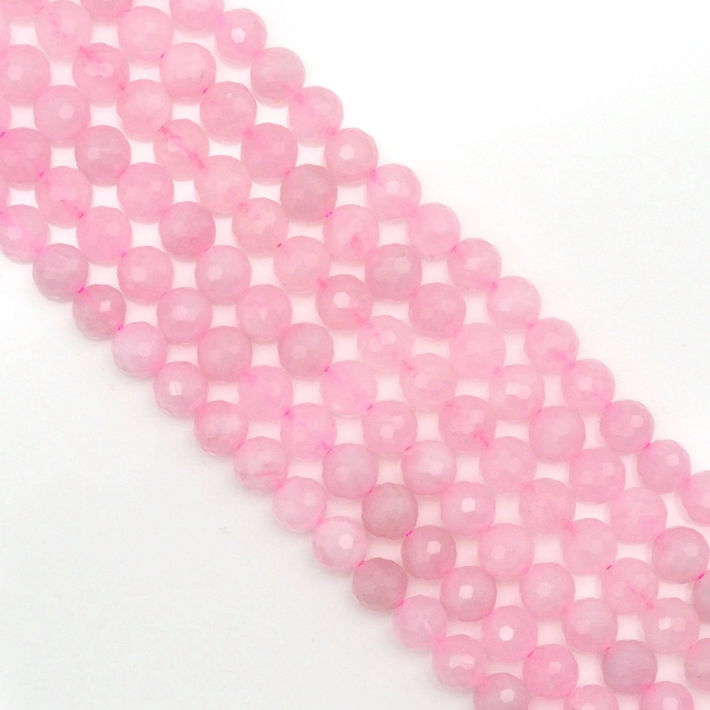 Genuine Madagascar Rose Quartz Round Faceted Beads, Sku#U172