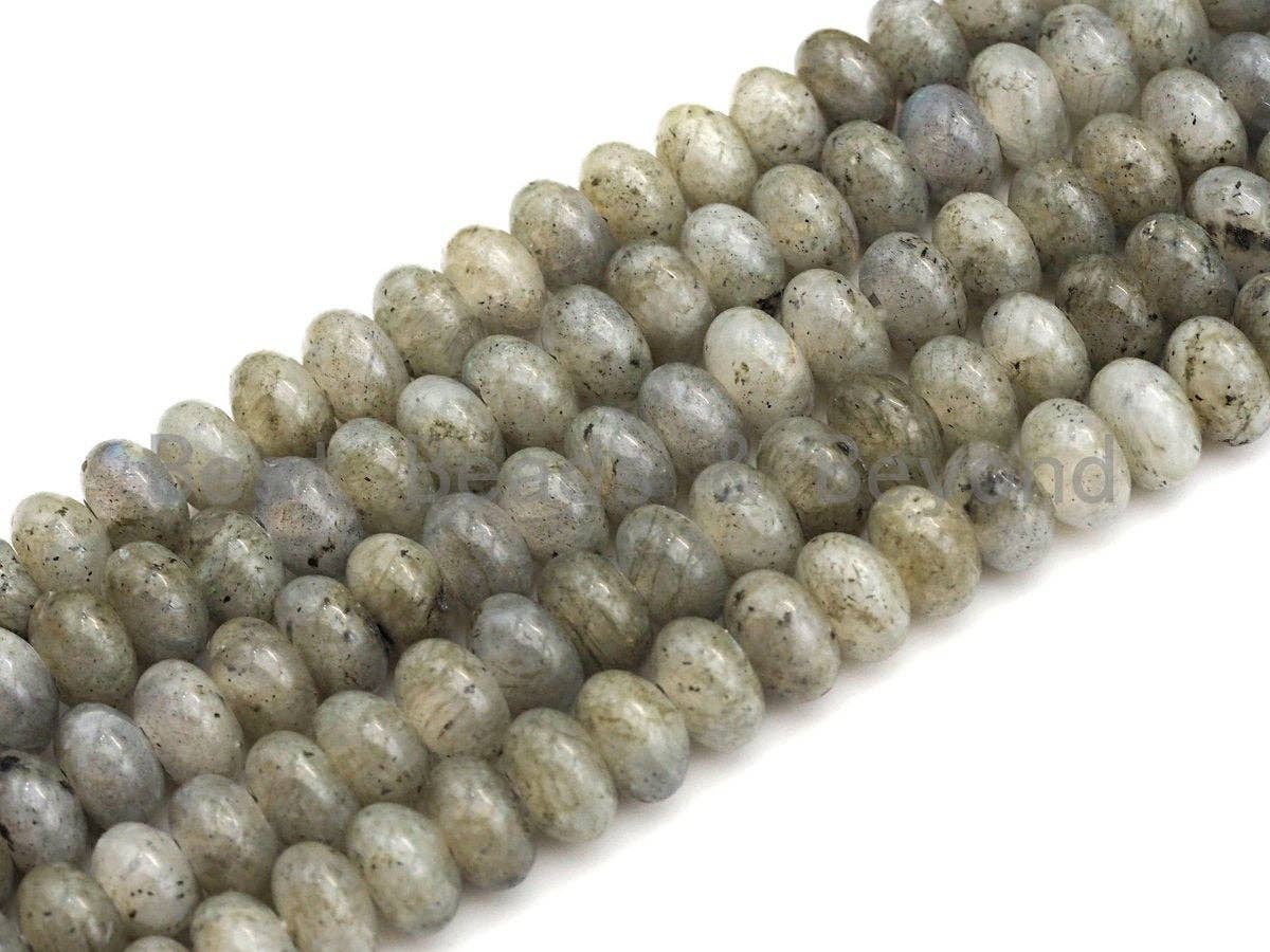 2mm Large Hole Natural Labradorite Beads, Rondelle Smooth 6x10mm/5x8mm, 8" Long Strands, sku#U721