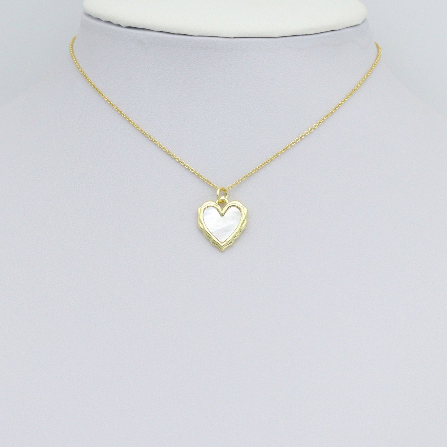 White Pearl Textured edge Heart Frame Charm Pendant,Sku#LK1217