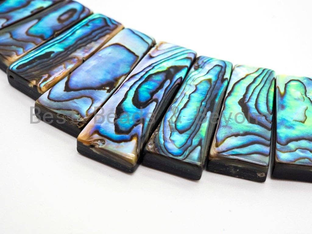 Natural Abalone Shell Graduated Bar Shaped Beads, Abalone Necklace Focal Beads, 3.5"/6.5" Strand, sku#R29