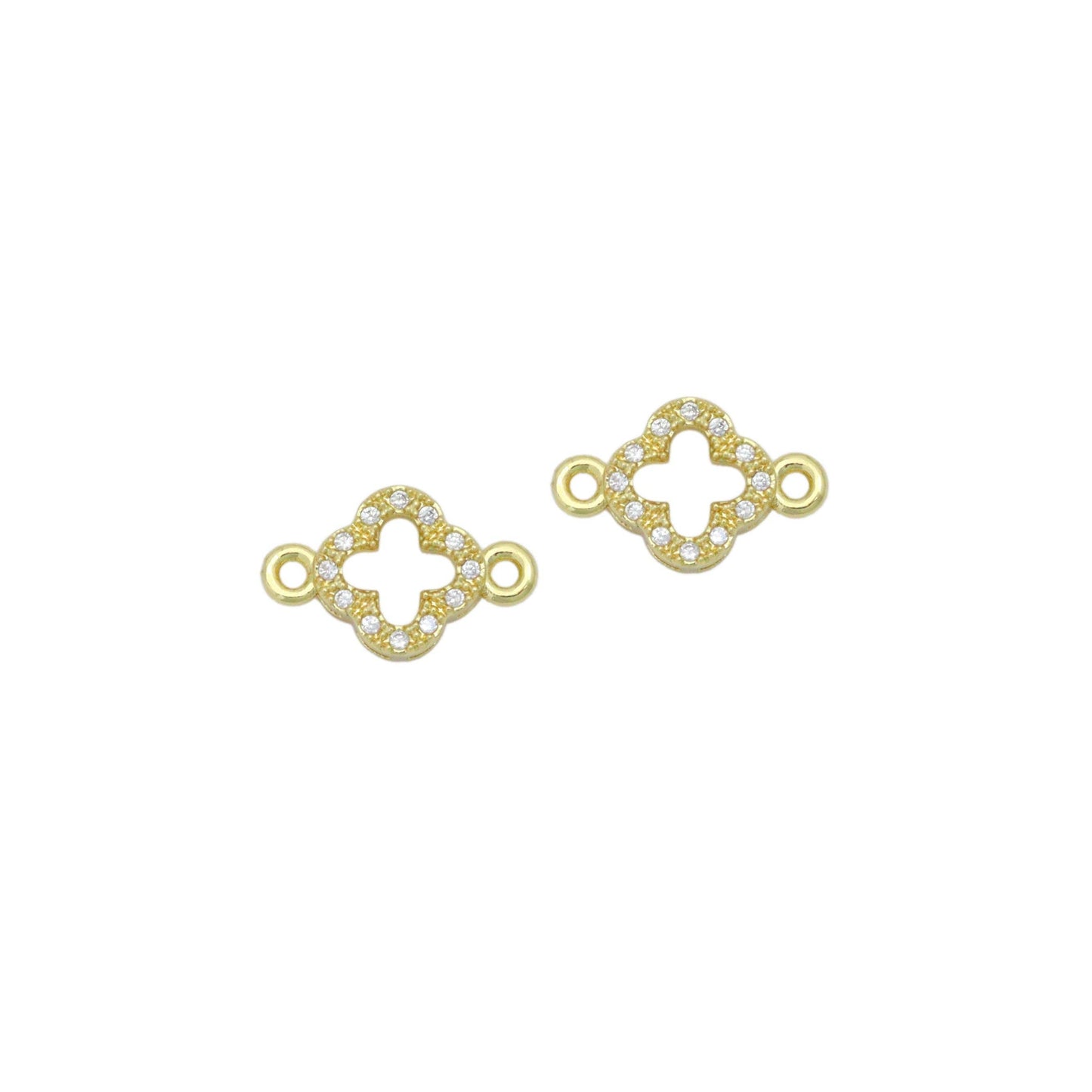 Clear CZ Gold Clover Flower Connecter ,Sku#LD738