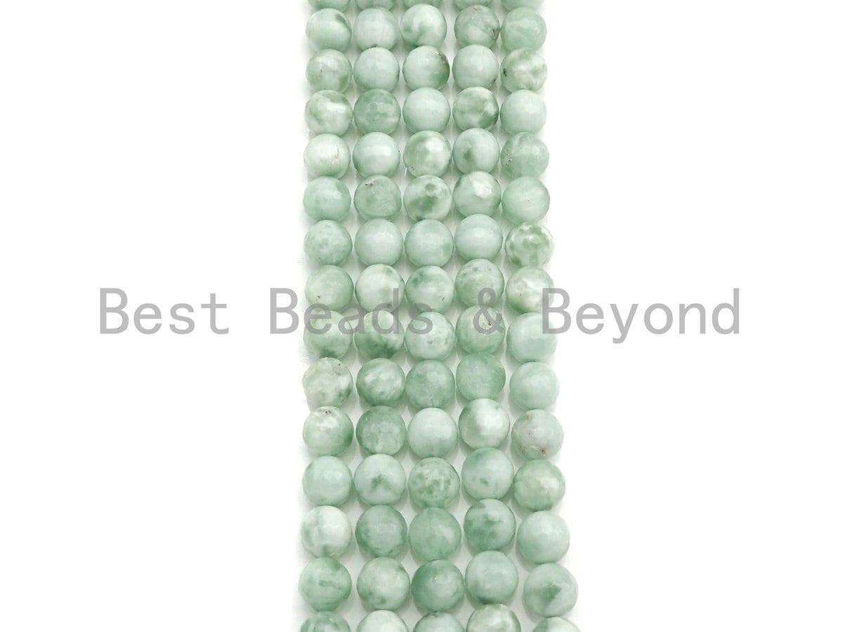 ESTY Exclusive High Quality Natural Green Angelite Round Faceted Beads, 8mm/10mm/12mm Green Angelite Beads, 15.5" Full Strand, sku#UA90
