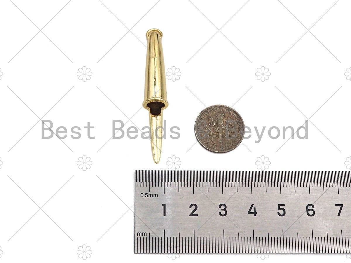 18K Dainty Gold Pen Cap Shape Pendant/Charm, Necklace Bracelet Charm Pendant,9x50mm, Sku#LK268