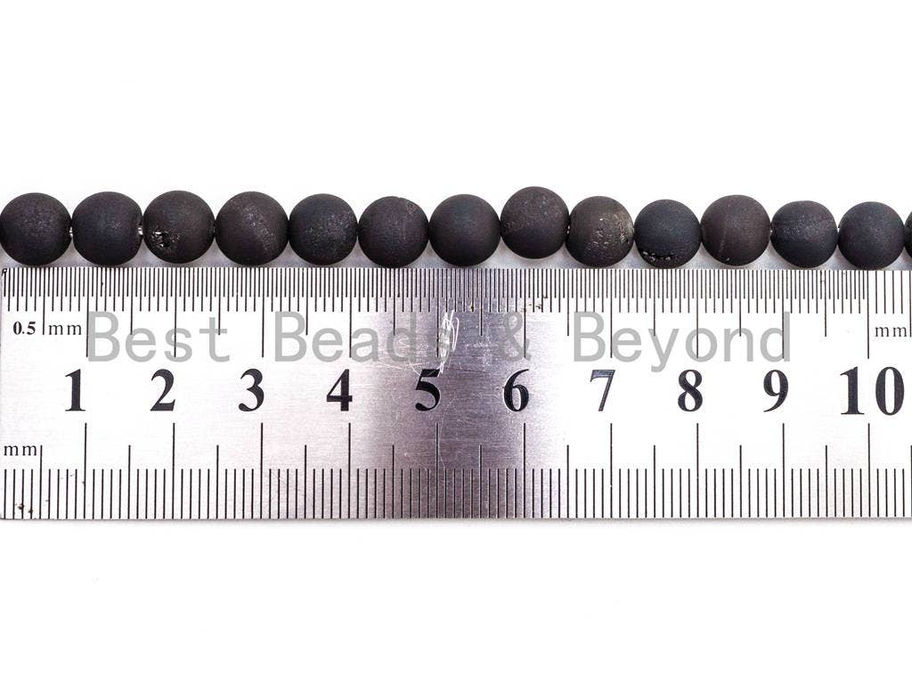Druzy Black Plated Agate beads Strand, 6mm/8mm/10mm/12mm/14mm Round Smooth Matte Black beads, Natural Agate Beads, 15.5inch strand, SKU#U121