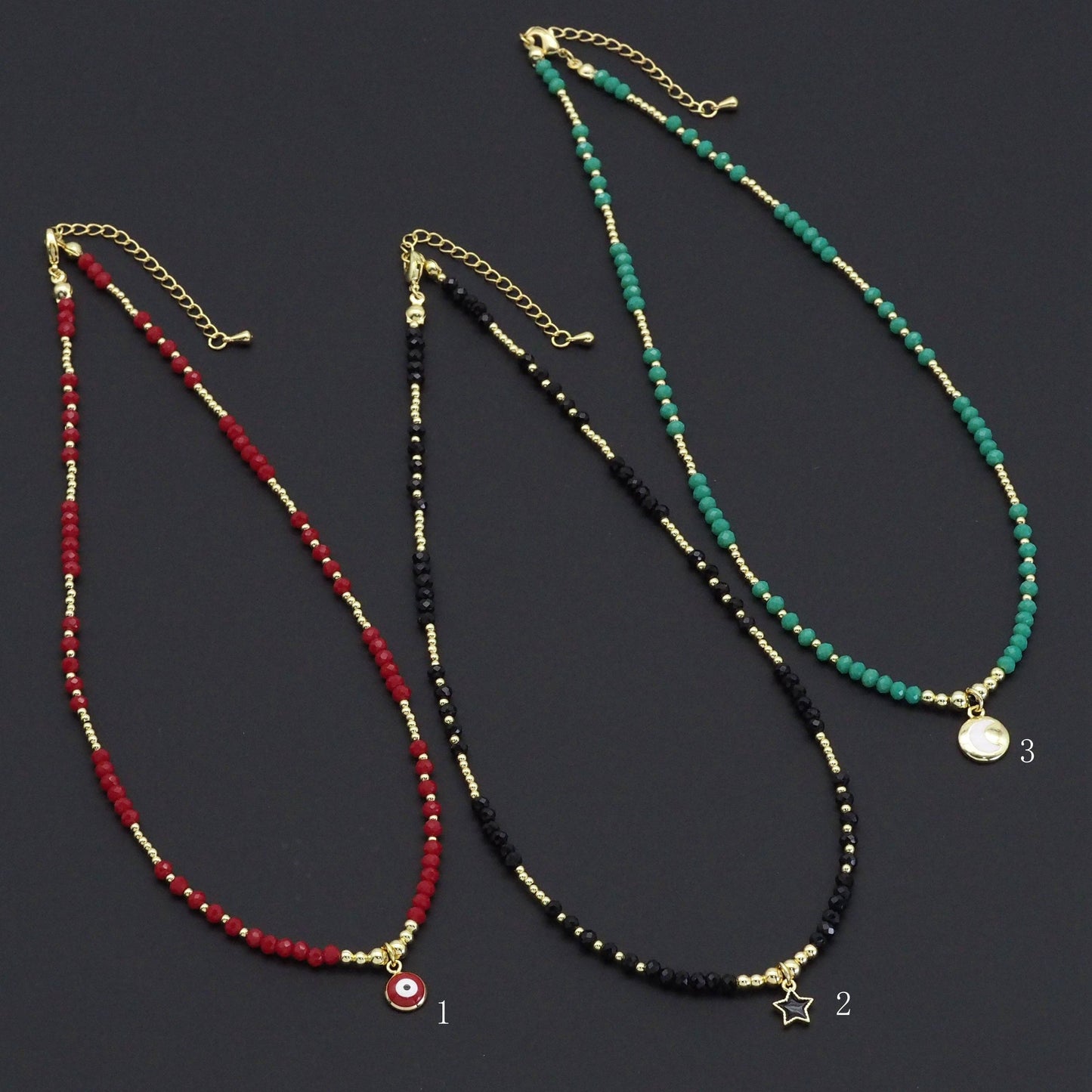 Gemstone Gold Spacer beaded Necklace, sku#O118