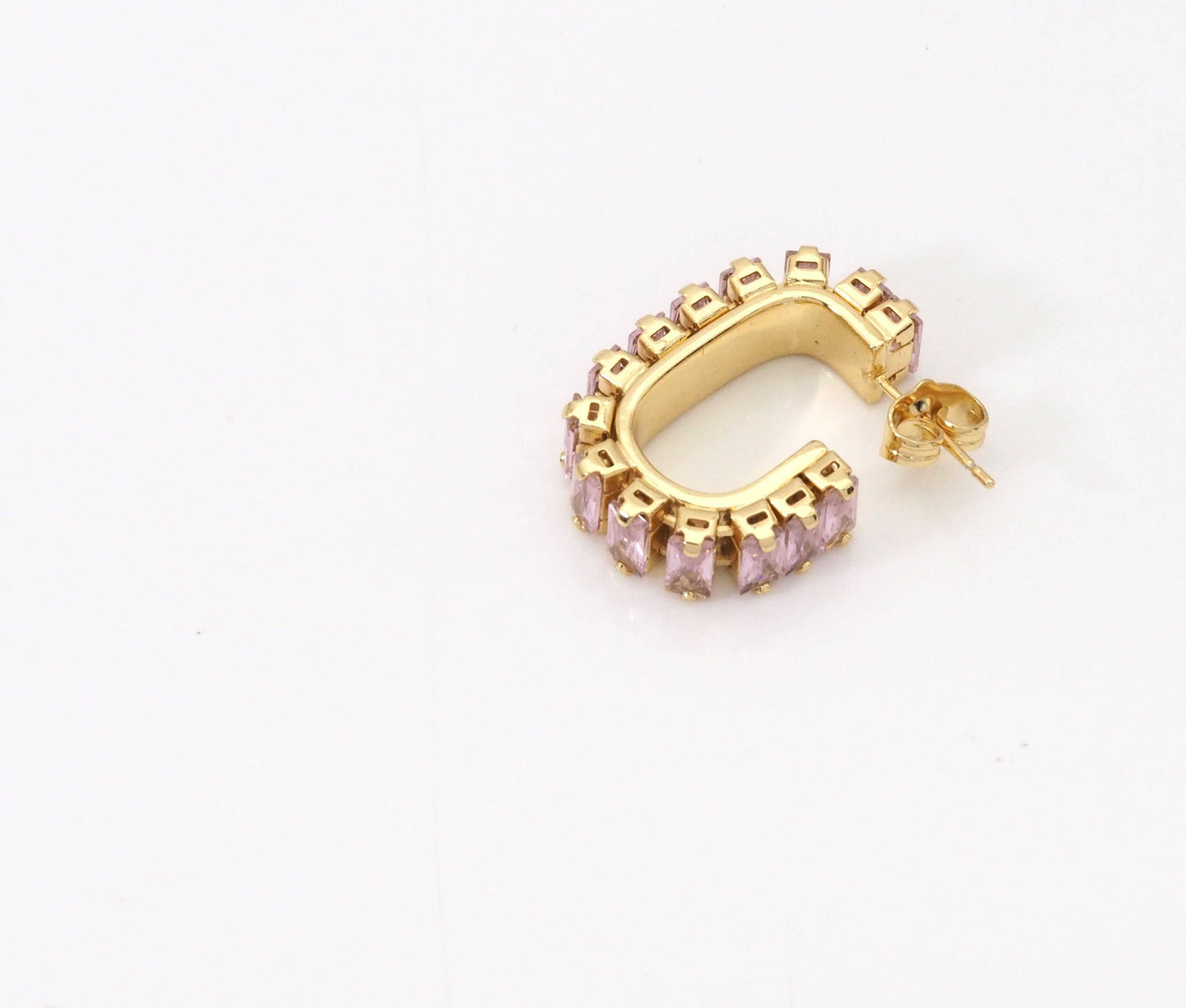 Gold Filled Baguette Colorful CZ Stud Earrings, Sku#LX192