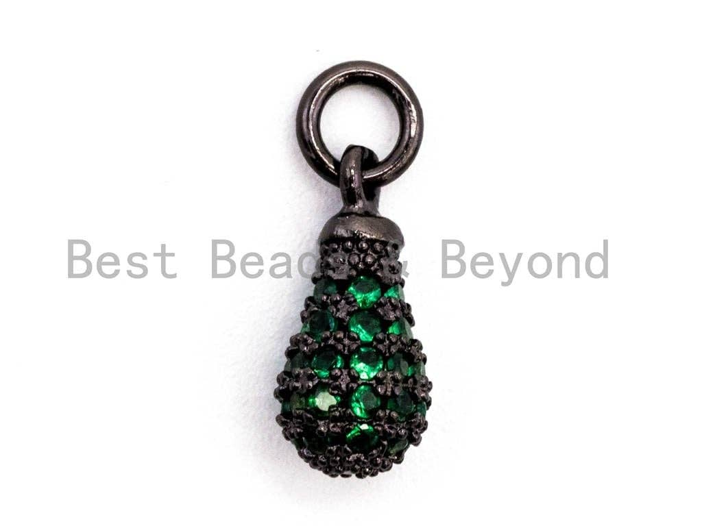 CZ Micro Pave Teardrop Shaped Dangle Charm, Cubic Zirconia Green Blue  Fuchsia Charms&Pendants, Pave Dangle Charms, 6x3mm, sku#F357