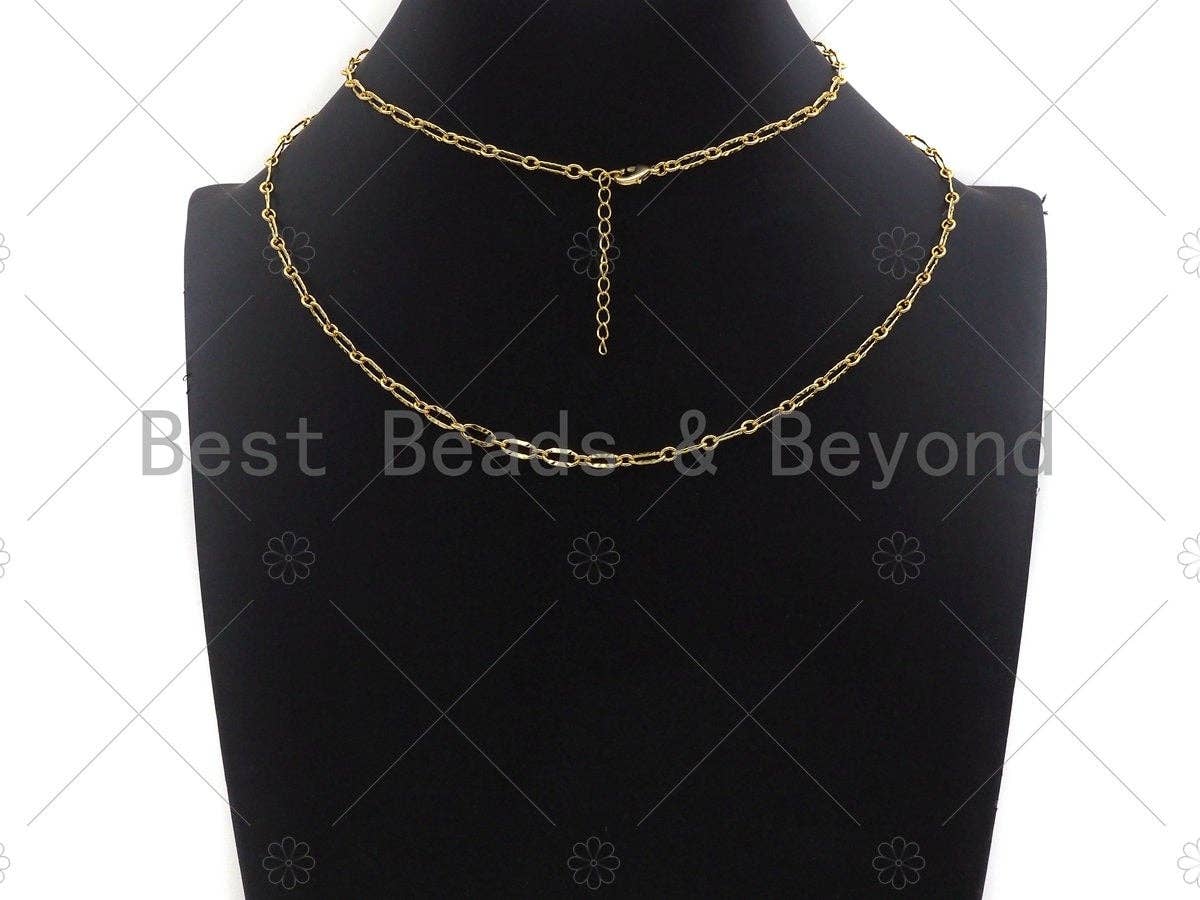 Dainty Finished Gold Necklace and Bracelet for Women, Gold Chain Ready to wear w/Lobster Clasp, 16"/32"/7", sku#LK107