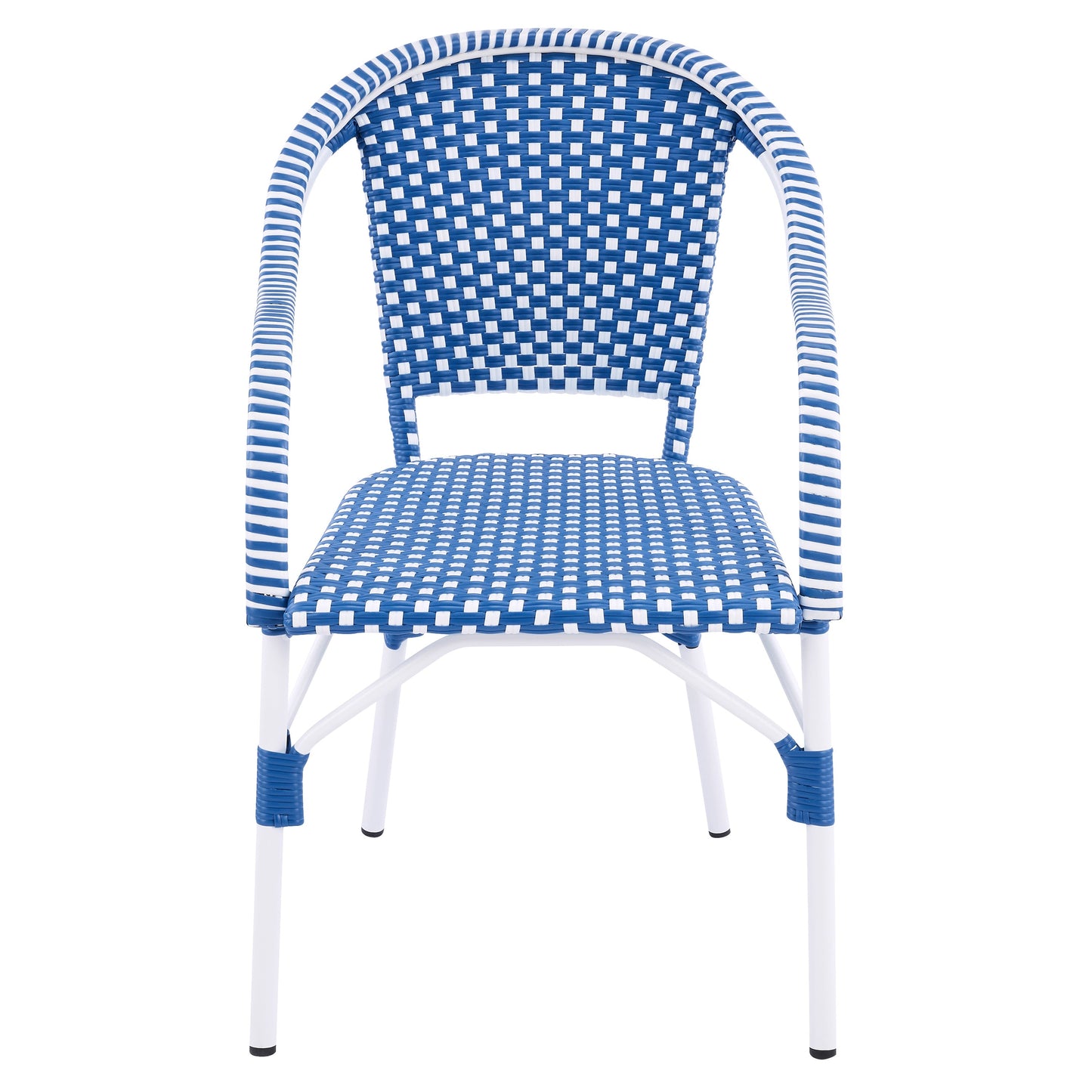 Outdoor Bistro Chairs Set of 2, White and Blue