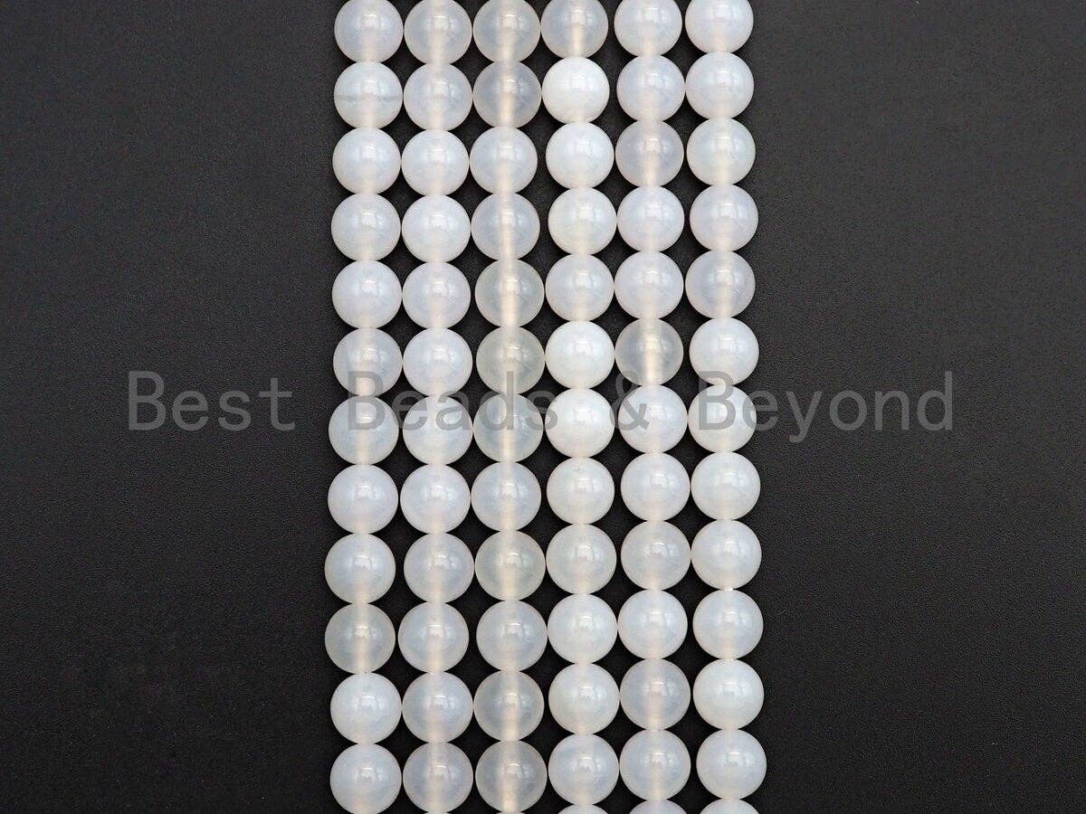 Quality Natural Milky White Agate Beads, UA82
