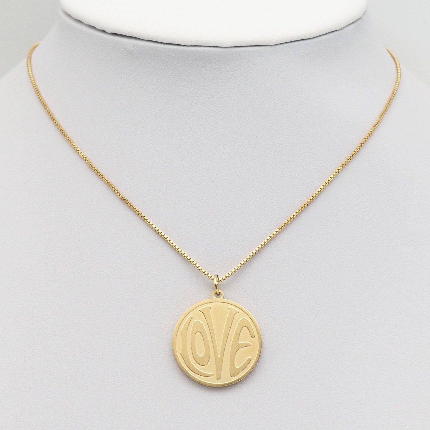 Matt Gold Silver Love Heart Round Coin Charm, Sku#LX260