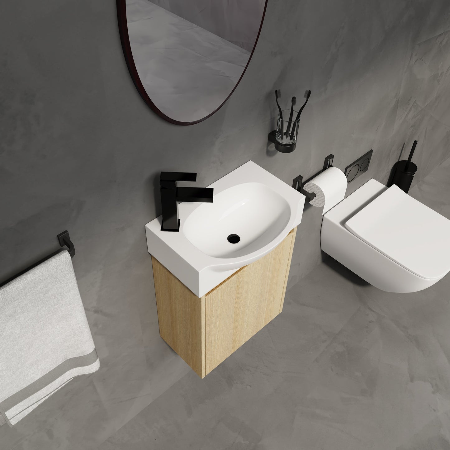 16" Bathroom Vanity Sink Combo for Small Space