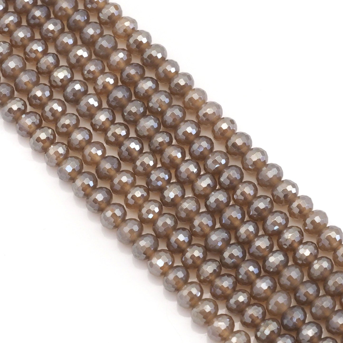 Mystic Brown Agate Rondelle Faceted Beads, Sku#UA310