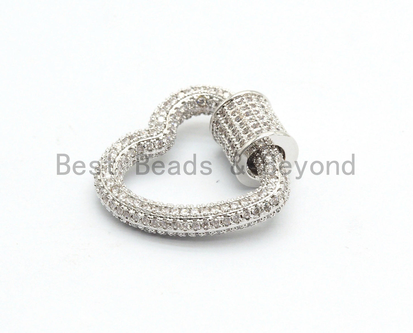 Fully CZ Micro pave Clasp, Gold/Rose gold/Silver/Black, Heart Shape Clasp, 22mm, sku#H139