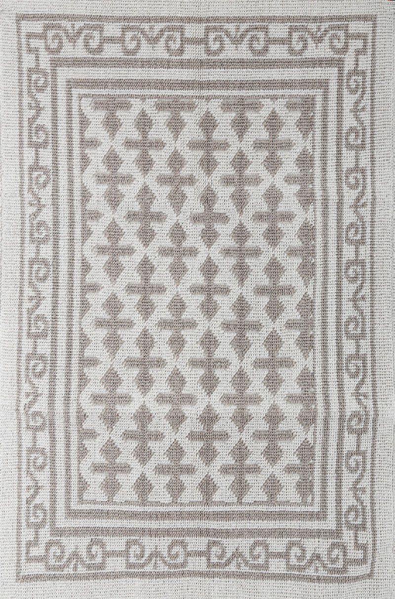 Pearl 100% Cotton Washable Bohemian Area Rug - Light Gray and Off-White