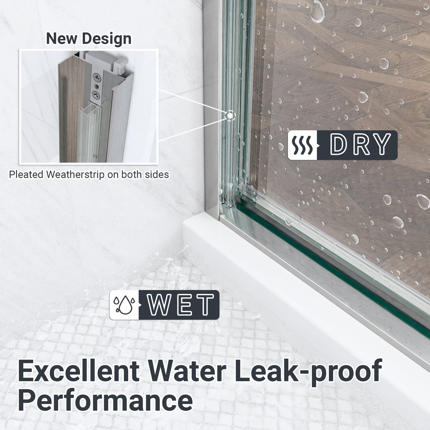 56"-60"W Semi-Frameless Double Sliding Shower Door