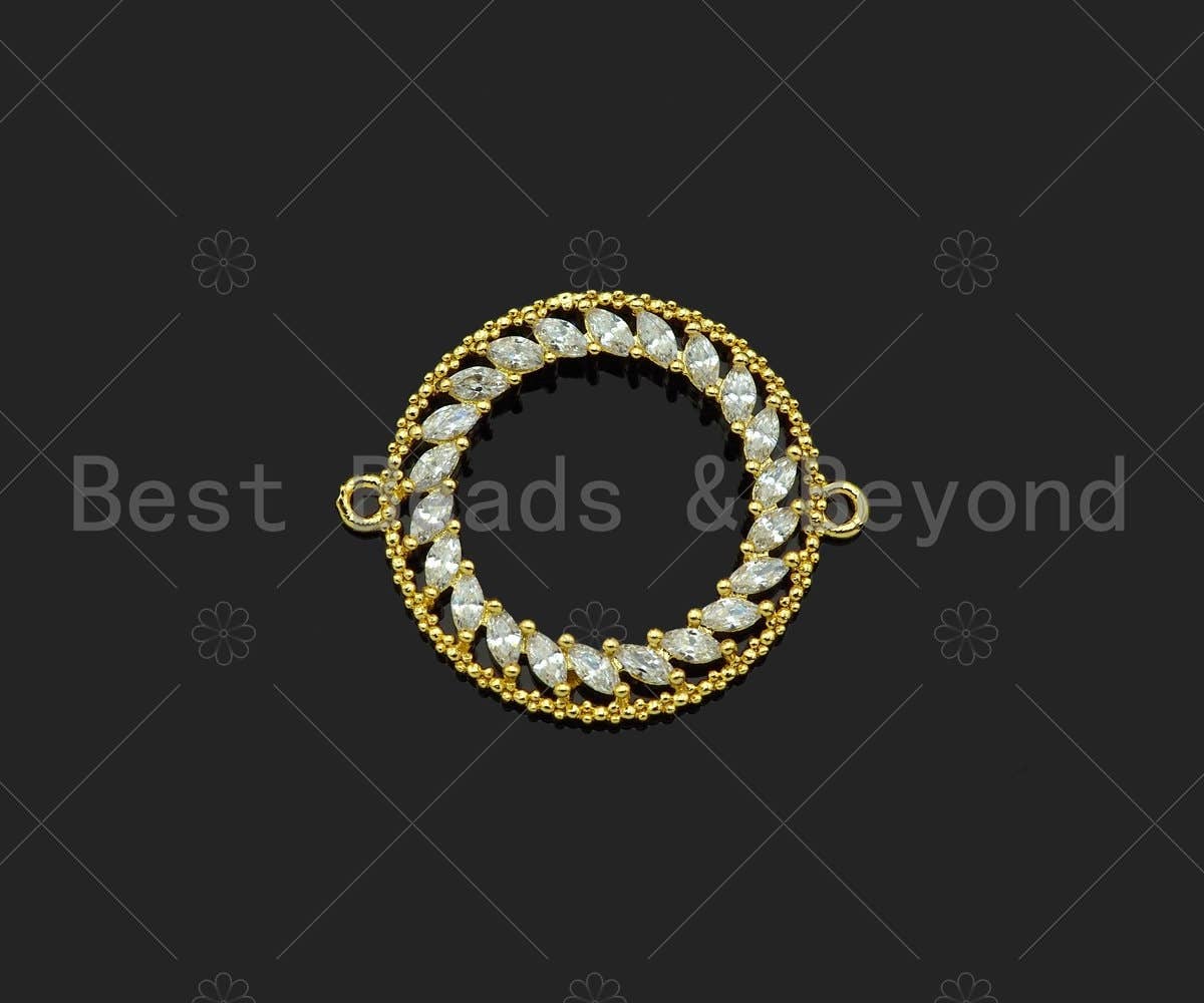 Gold Filled CZ Micro Pave Round Ring Shape Connector, 18K Gold Filled Charm, Necklace Bracelet Connector, 20x24mm,Sku#LK352