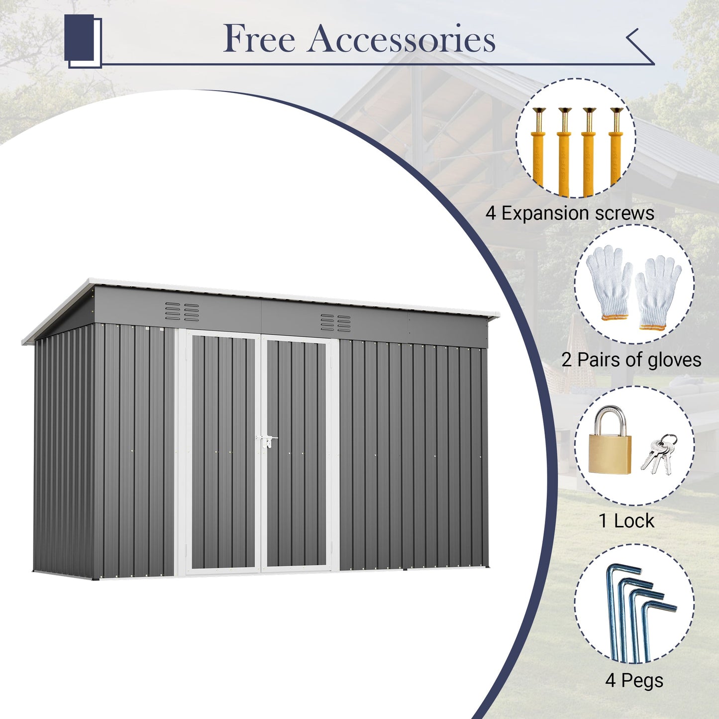 10'x4' Outdoor Metal Storage Shed