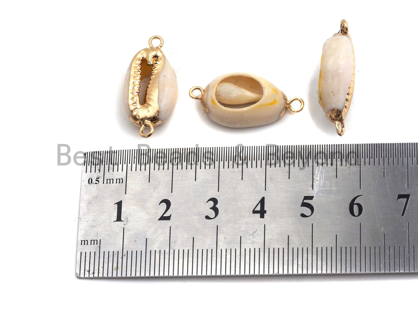 Gold Plated Cowrie Shell Connector, Double Bails Cowrie, Cowrie Charms, Gold Cowrie, Cowrie Necklace, Boho Charm, 12x24mm, Sku#V38