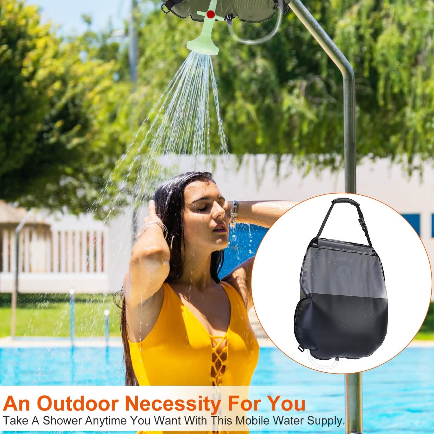 5ガロン ソーラー加熱キャンプ用シャワーバッグ