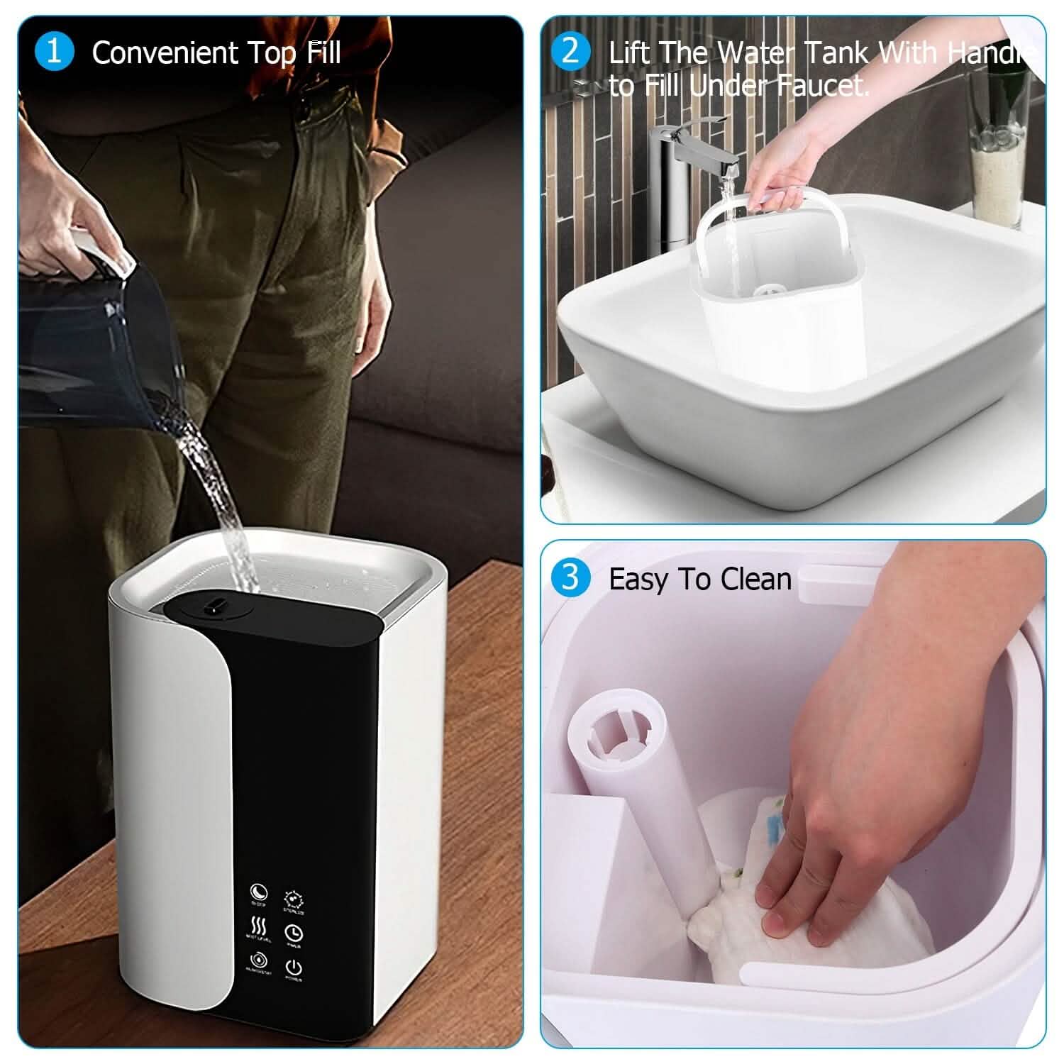 5L Gal Humidifier Top Fill Cool Mist with Essential Oils Diffuser Filter