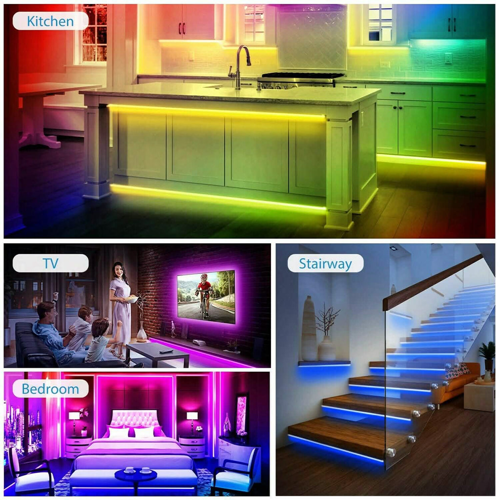 5M LEDストリップライト 5050 SMD RGB 防水 スマートWIFI IR APPコントローラー付き