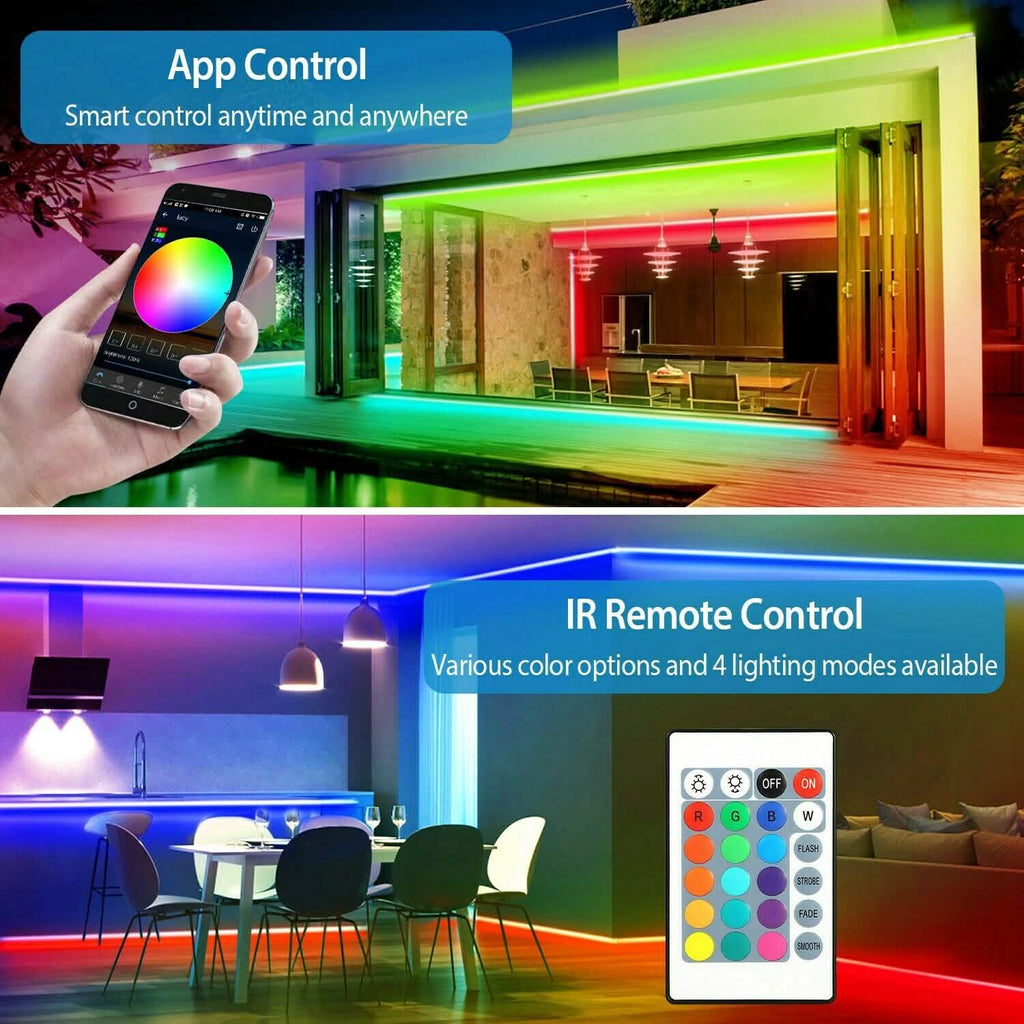 5M LEDストリップライト 5050 SMD RGB 防水 スマートWIFI IR APPコントローラー付き