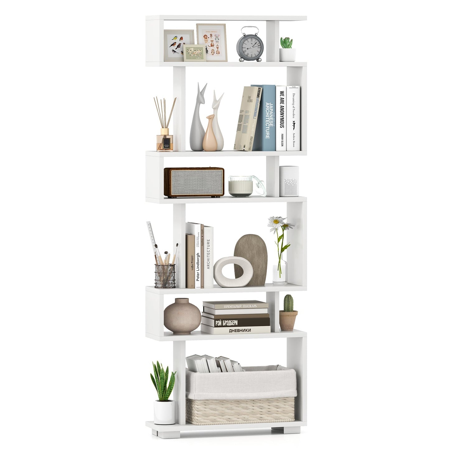 6-Tier Bookcase with Anti-Tipping Kit