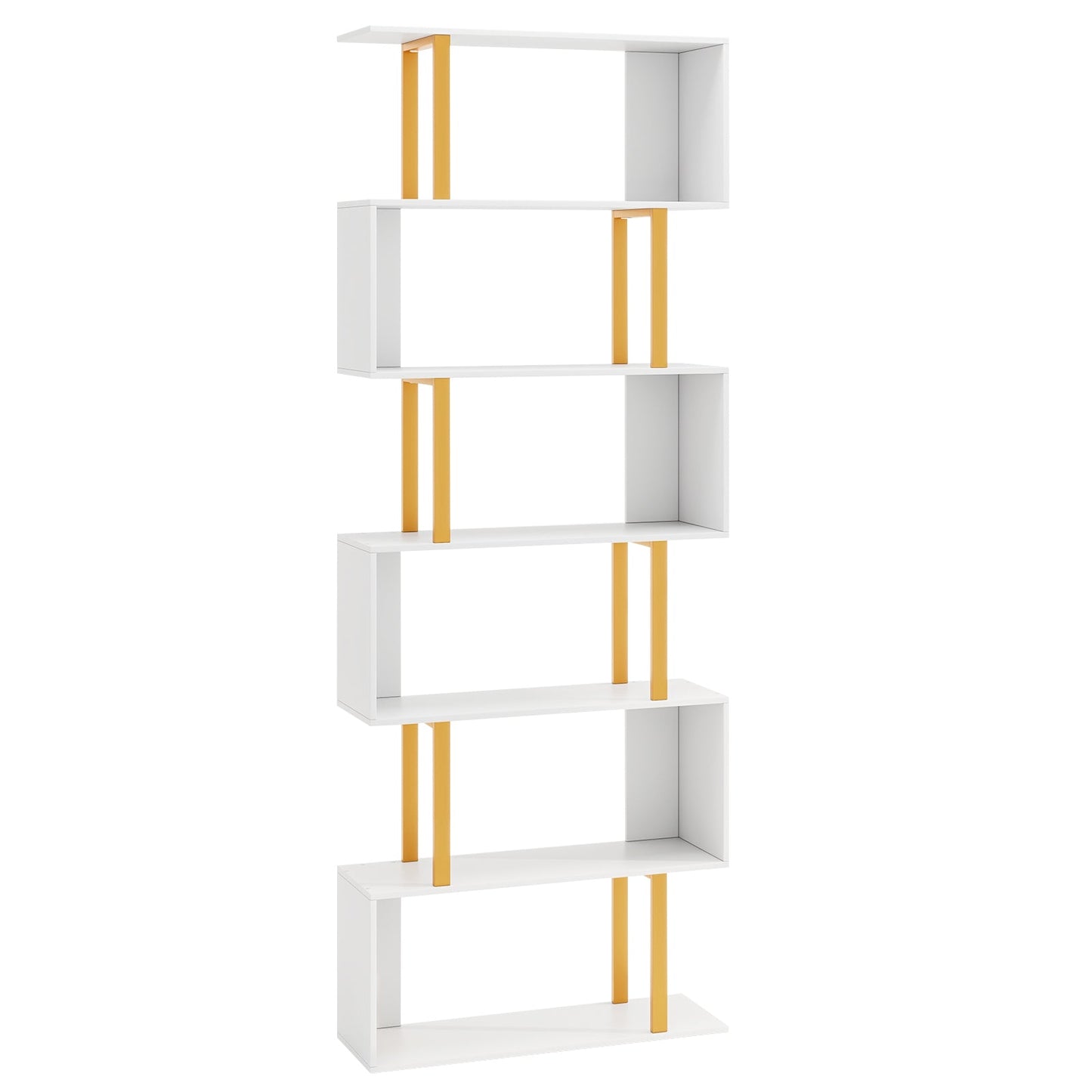 5-Tier/6-Tier Geometric Bookcase with Metal Frame and Anti-tipping Kits