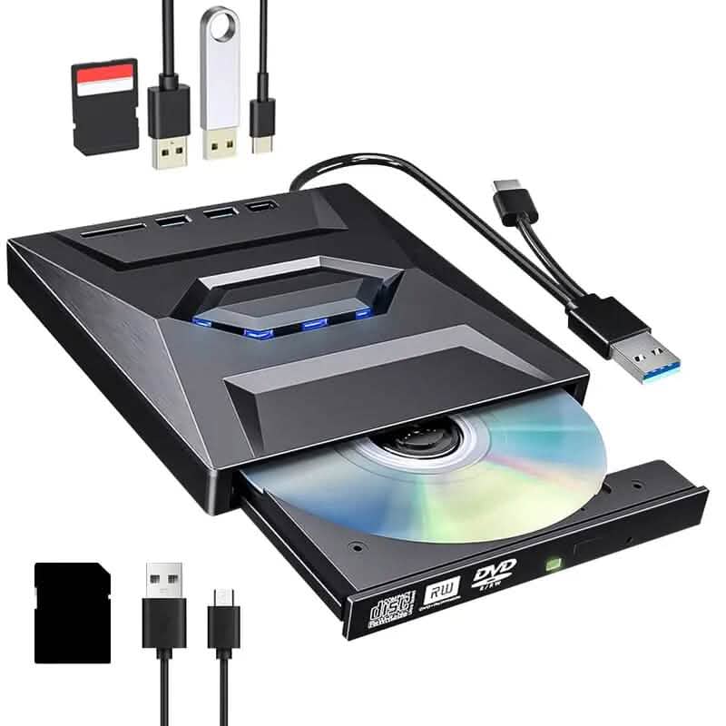 Lecteur DVD externe portable ultra-fin 6 en 1 USB 3.0