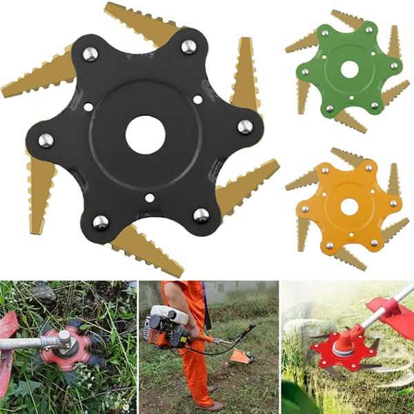 Lame de tondeuse à gazon 6 feuilles, lames de débroussailleuse en métal, lame de coupe-bordure