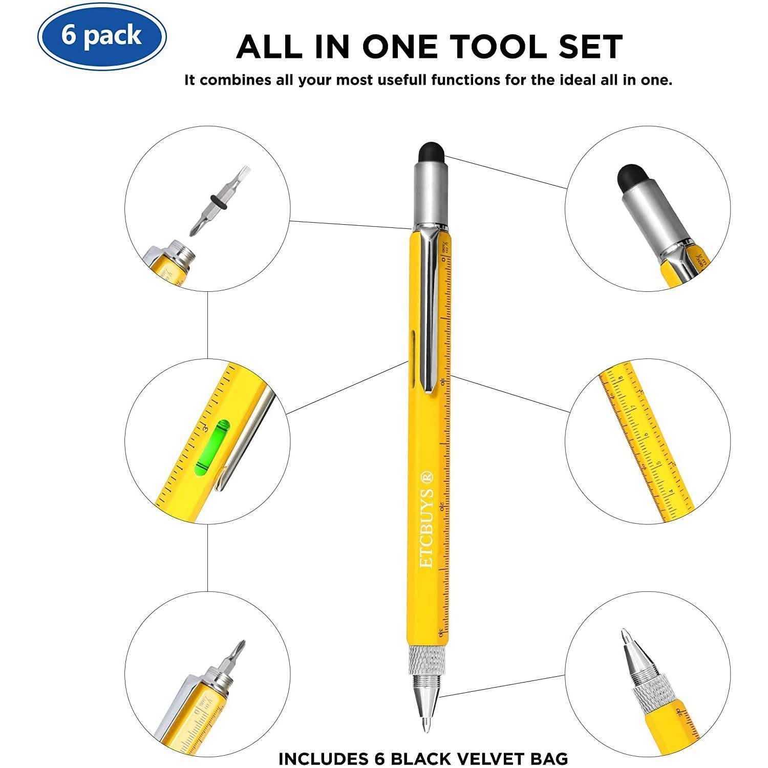 Lot de 6 : Outil multifonctionnel et robuste 6-en-1 en aluminium pour le bricolage