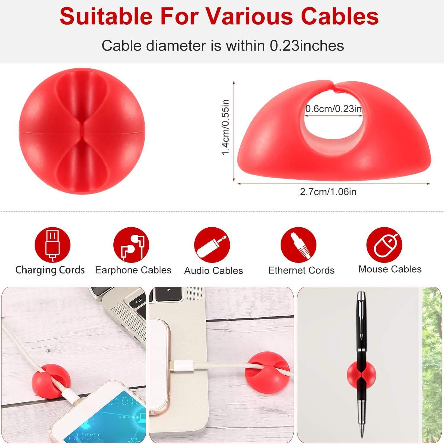 Paquet de 6 : Attaches de câble adhésives Serre-câbles
